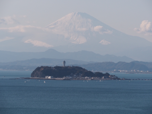 逗子－大崎公園から江ノ島と富士山